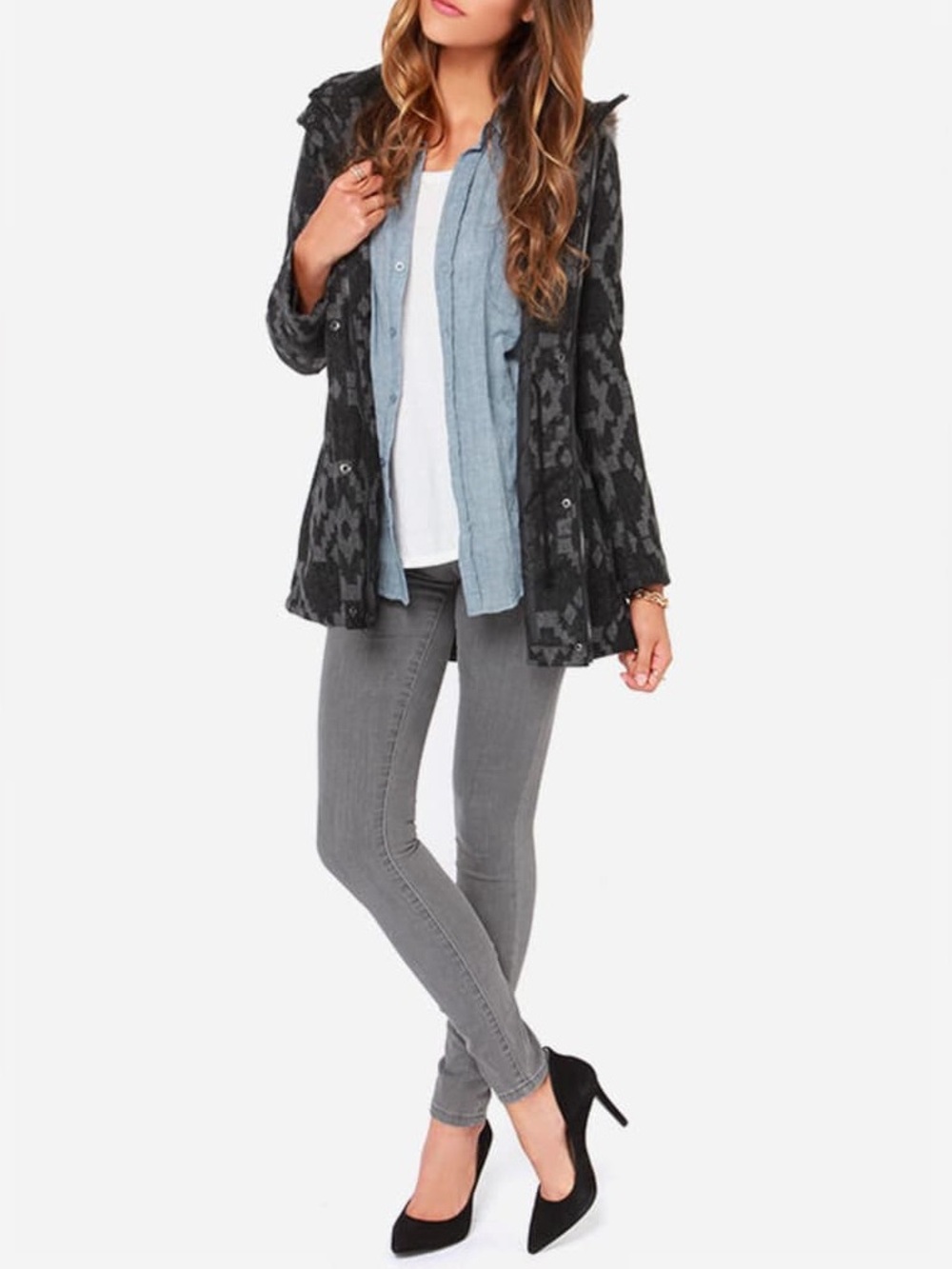 JACK BY BB DAKOTA Rupert black and grey coat size M